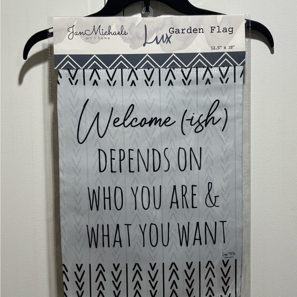 Jan Michaels‎ sarcastic Welcome Garden Flag